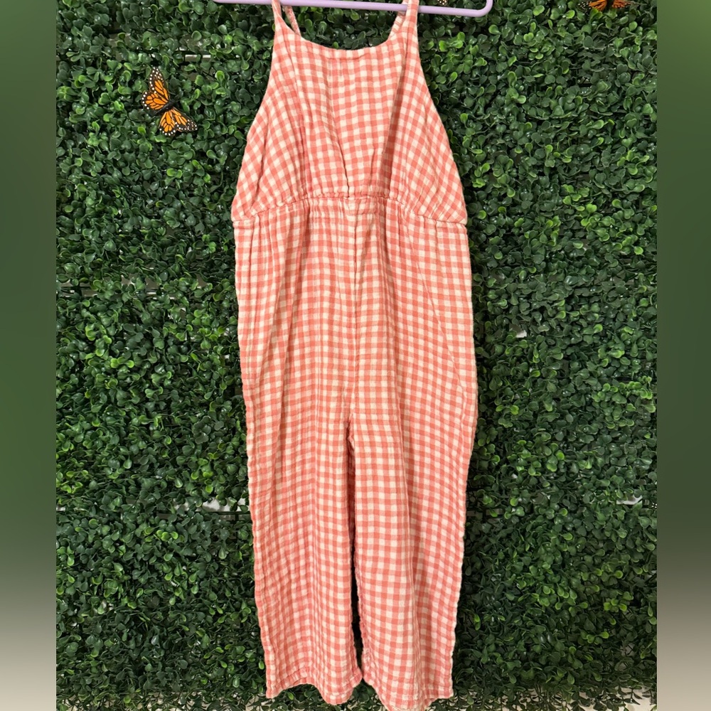100% organic cotton gingham toddler jumpsuit